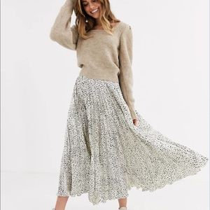 asos pleated satin midi skirt